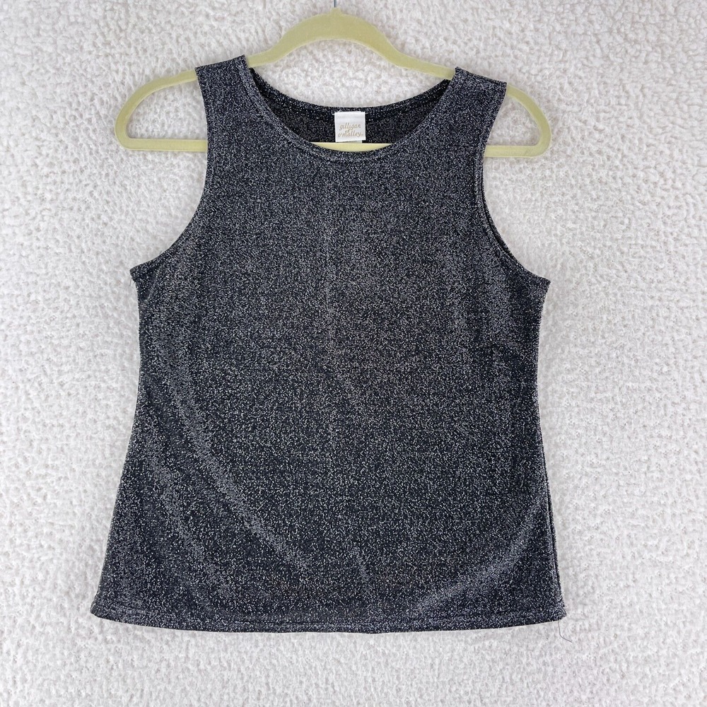 Gilligan & O'Malley Vintage Black Metallic Tank Top Womens Sleeveless USA Size M